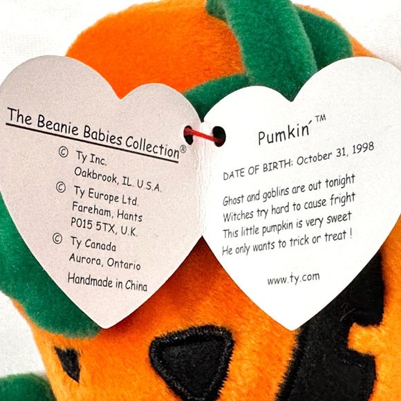 Vintage Ty Halloween "Pumkin" Plush Original Beanie Baby - NWT (1998) - Picture 8 of 10